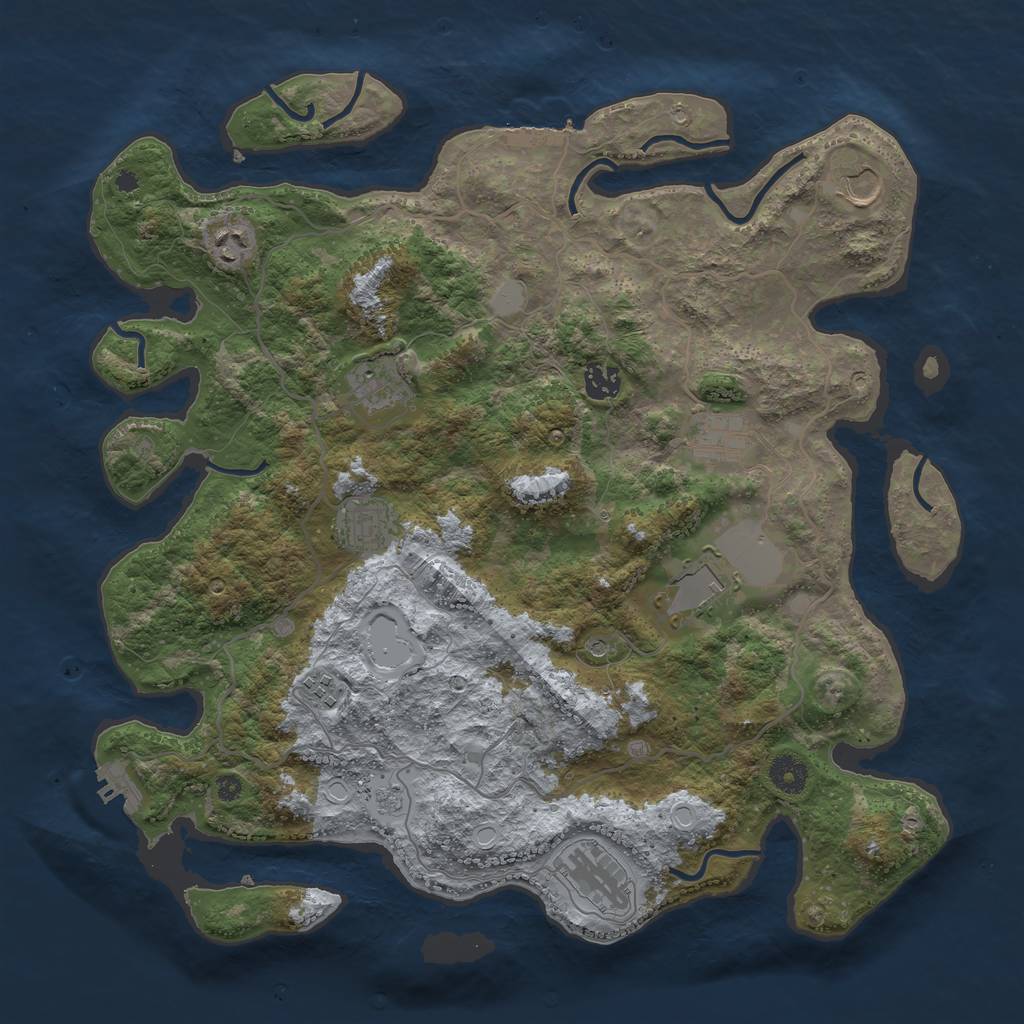 Rust Map: Procedural Map, Size: 4000, Seed: 25145879, 18 Monuments