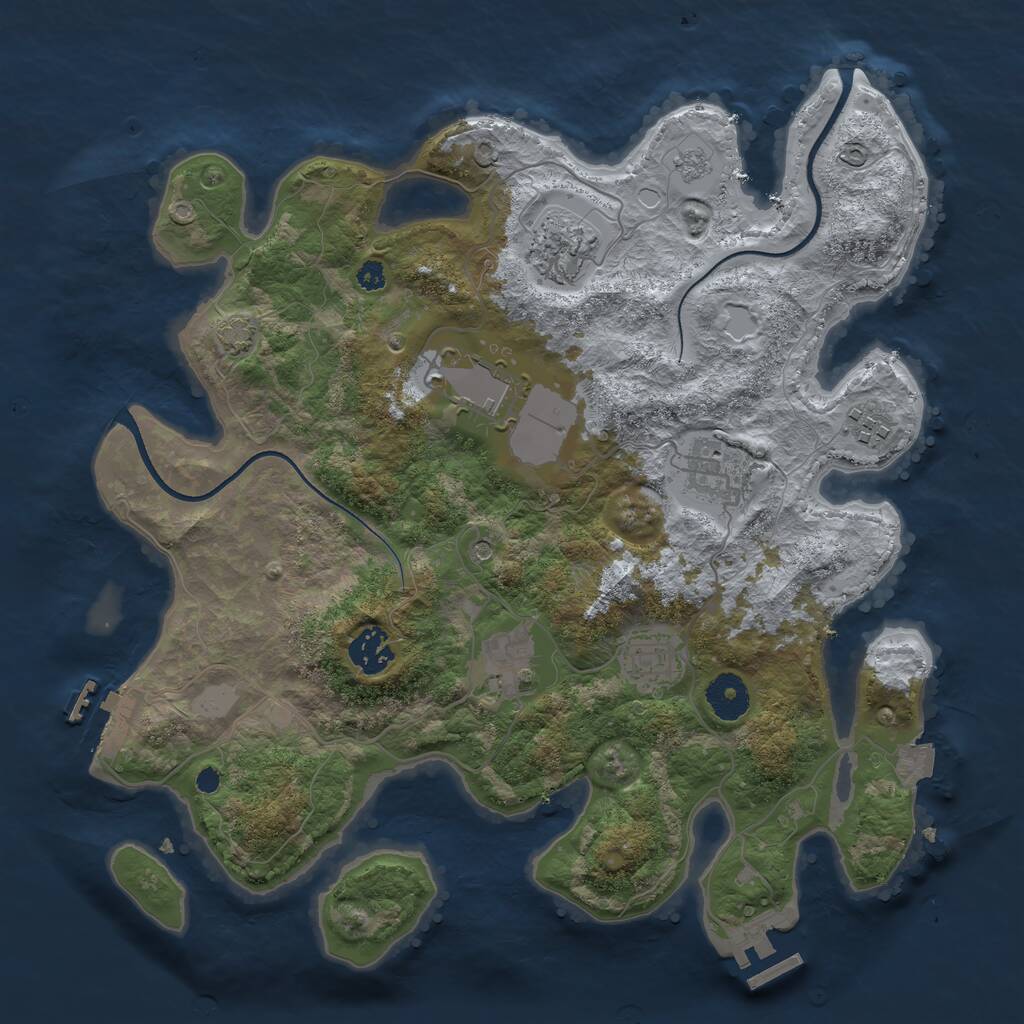 Rust Map: Procedural Map, Size: 3500, Seed: 436327598, 13 Monuments