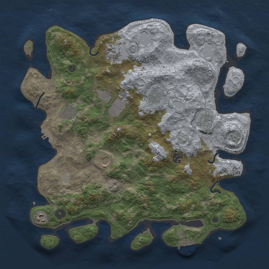 Rust Map: Procedural Map, Size: 3950, Seed: 52989956, 18 Monuments