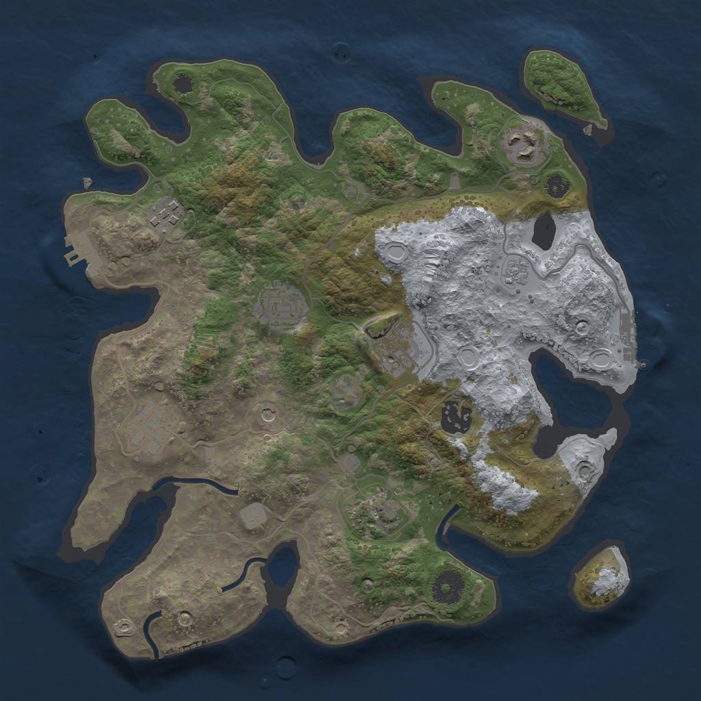 Rust Map: Procedural Map, Size: 3199, Seed: 100000, 16 Monuments