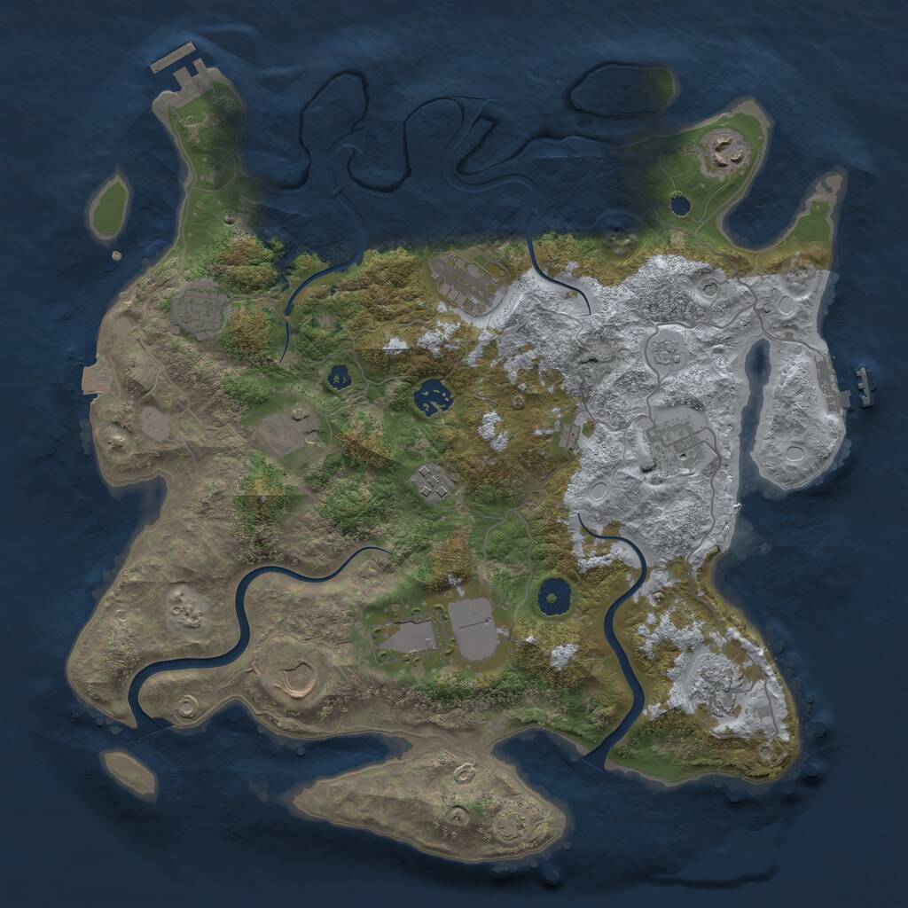 Rust Map: Procedural Map, Size: 3800, Seed: 20648, 16 Monuments