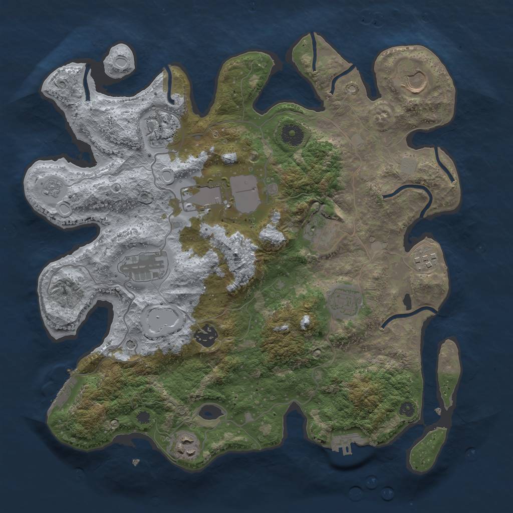 Rust Map: Procedural Map, Size: 3500, Seed: 60445291, 18 Monuments