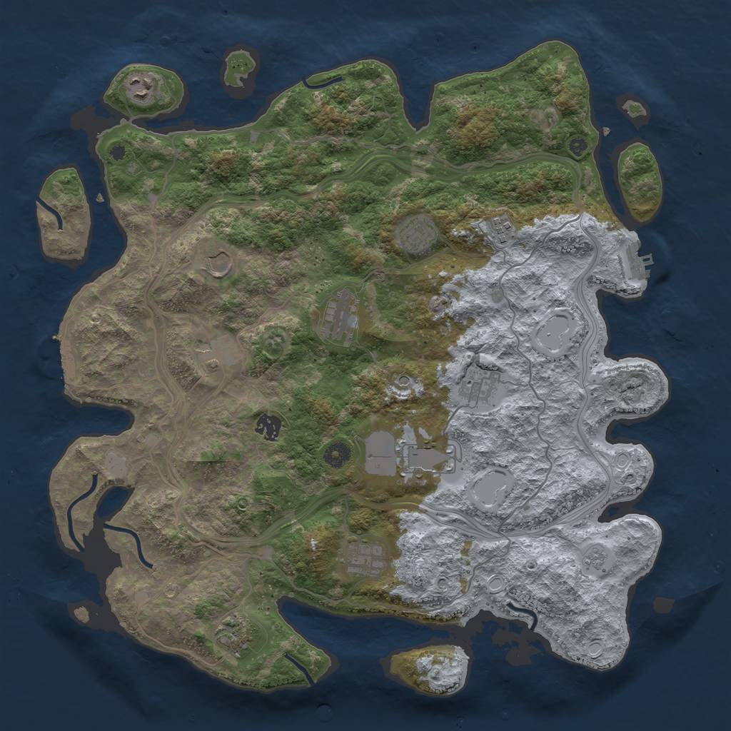 Rust Map: Procedural Map, Size: 4250, Seed: 1242831219, 20 Monuments