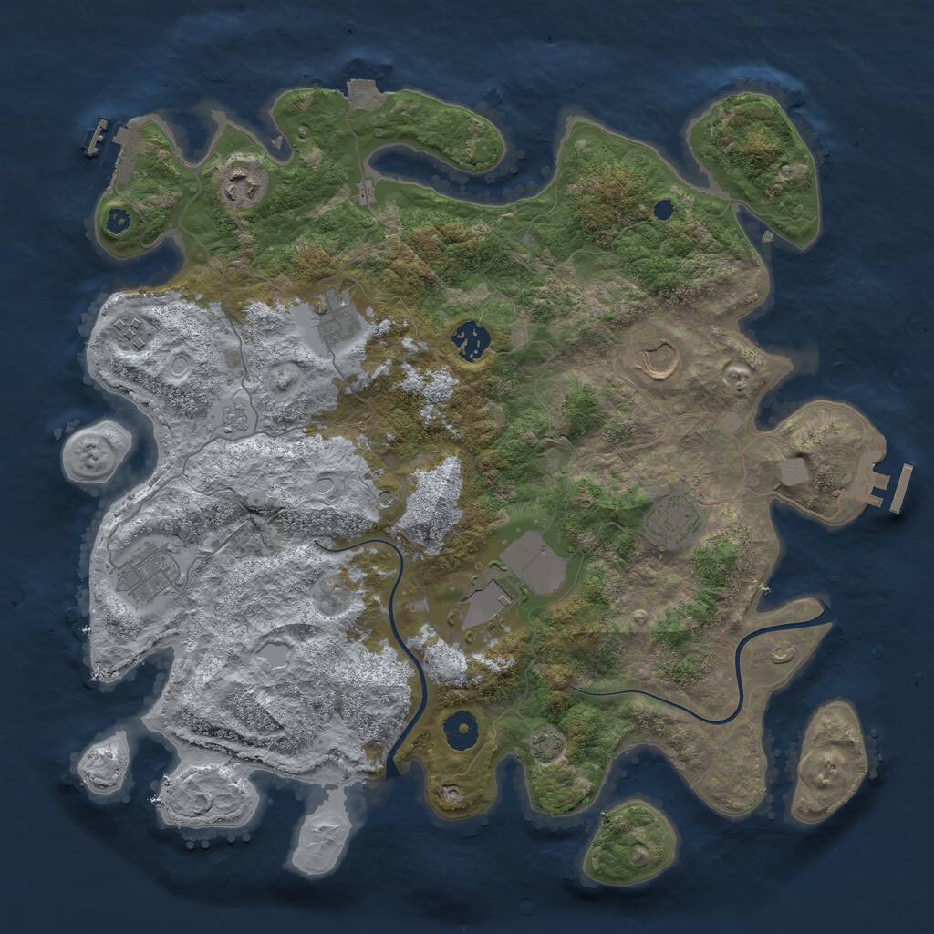 Rust Map: Procedural Map, Size: 3800, Seed: 40669696, 14 Monuments