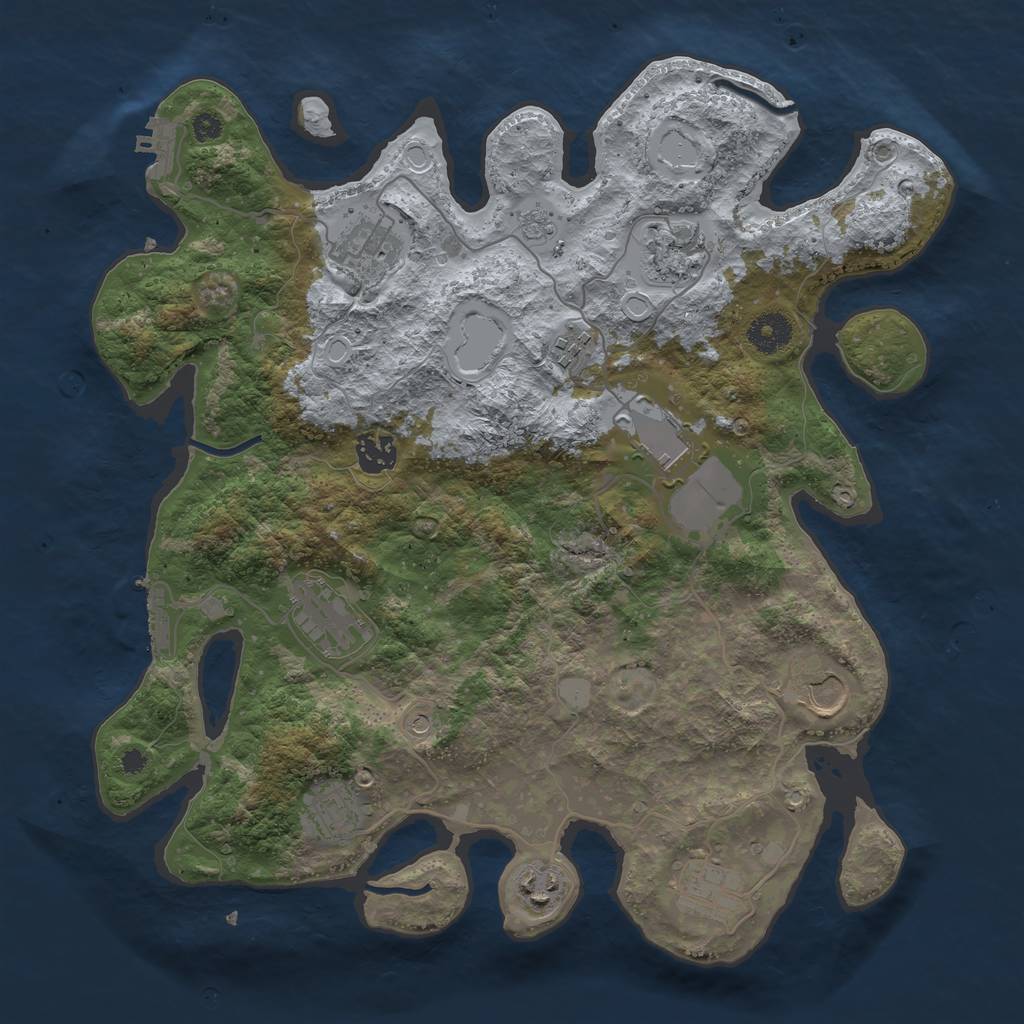 Rust Map: Procedural Map, Size: 3666, Seed: 1669, 19 Monuments