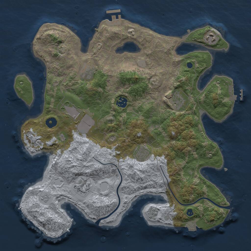 Rust Map: Procedural Map, Size: 3570, Seed: 2147483647, 14 Monuments