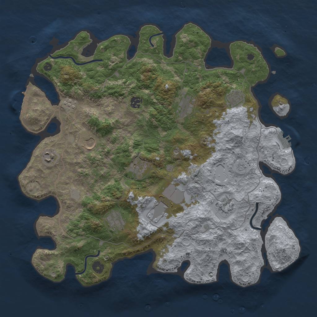 Rust Map: Procedural Map, Size: 4000, Seed: 1279543133, 19 Monuments
