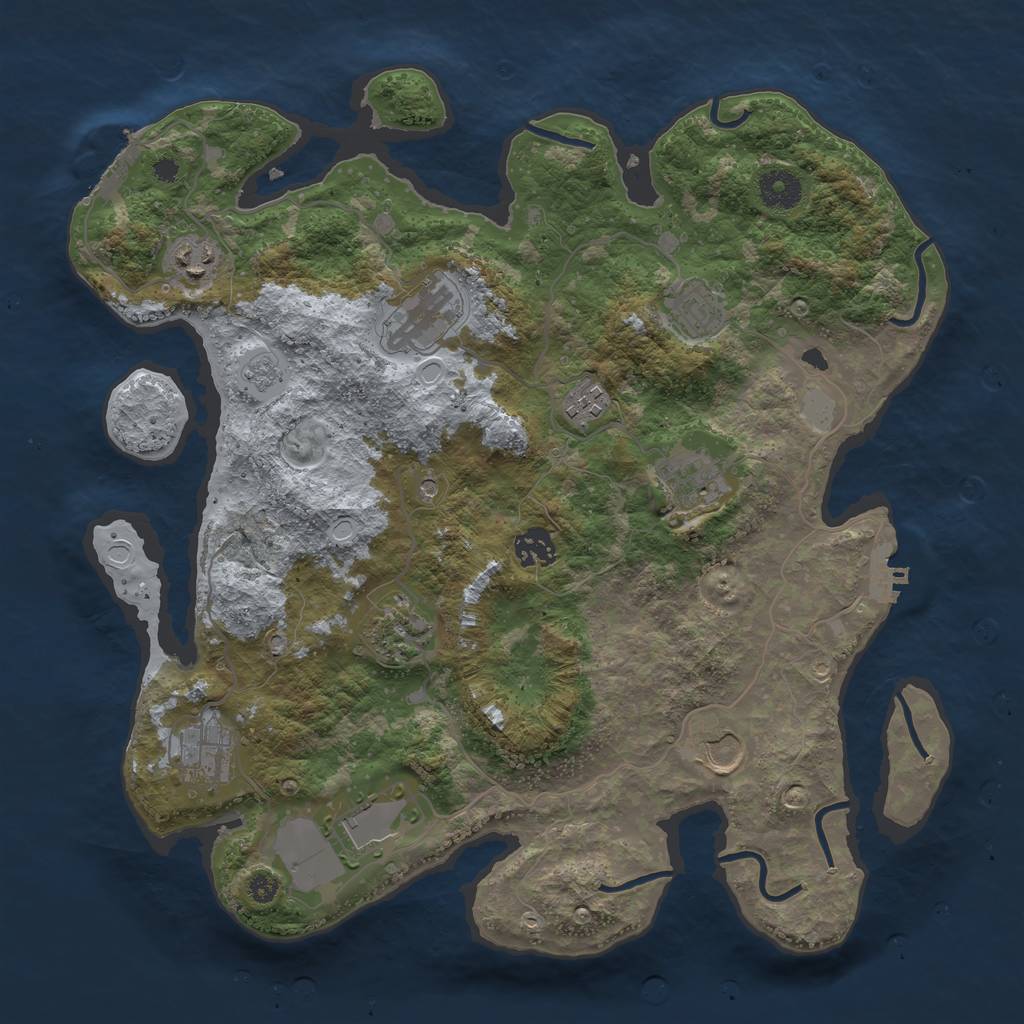 Rust Map: Procedural Map, Size: 3691, Seed: 2707, 19 Monuments