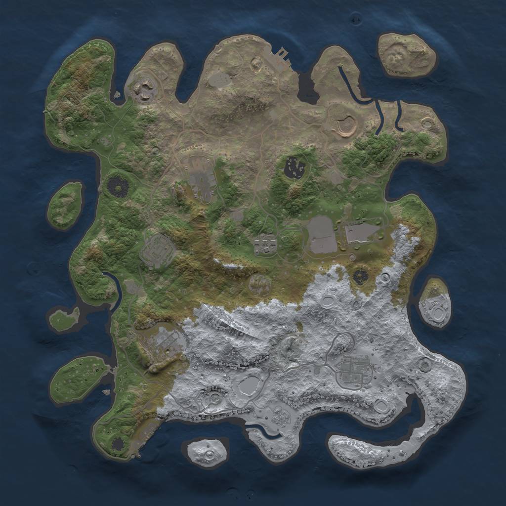 Rust Map: Procedural Map, Size: 3500, Seed: 1775862831, 18 Monuments