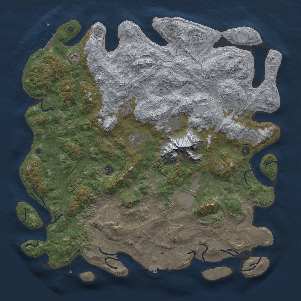 Rust Map: Procedural Map, Size: 5000, Seed: 1058104675, 20 Monuments