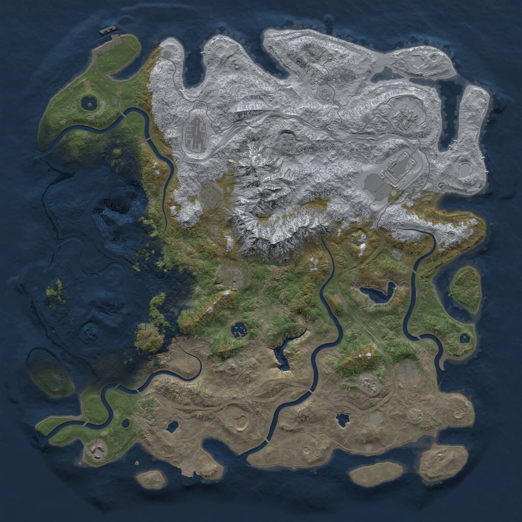Rust Map: Procedural Map, Size: 5000, Seed: 1058104675, 16 Monuments