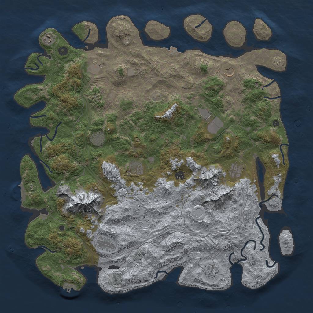 Rust Map: Procedural Map, Size: 5000, Seed: 54, 19 Monuments