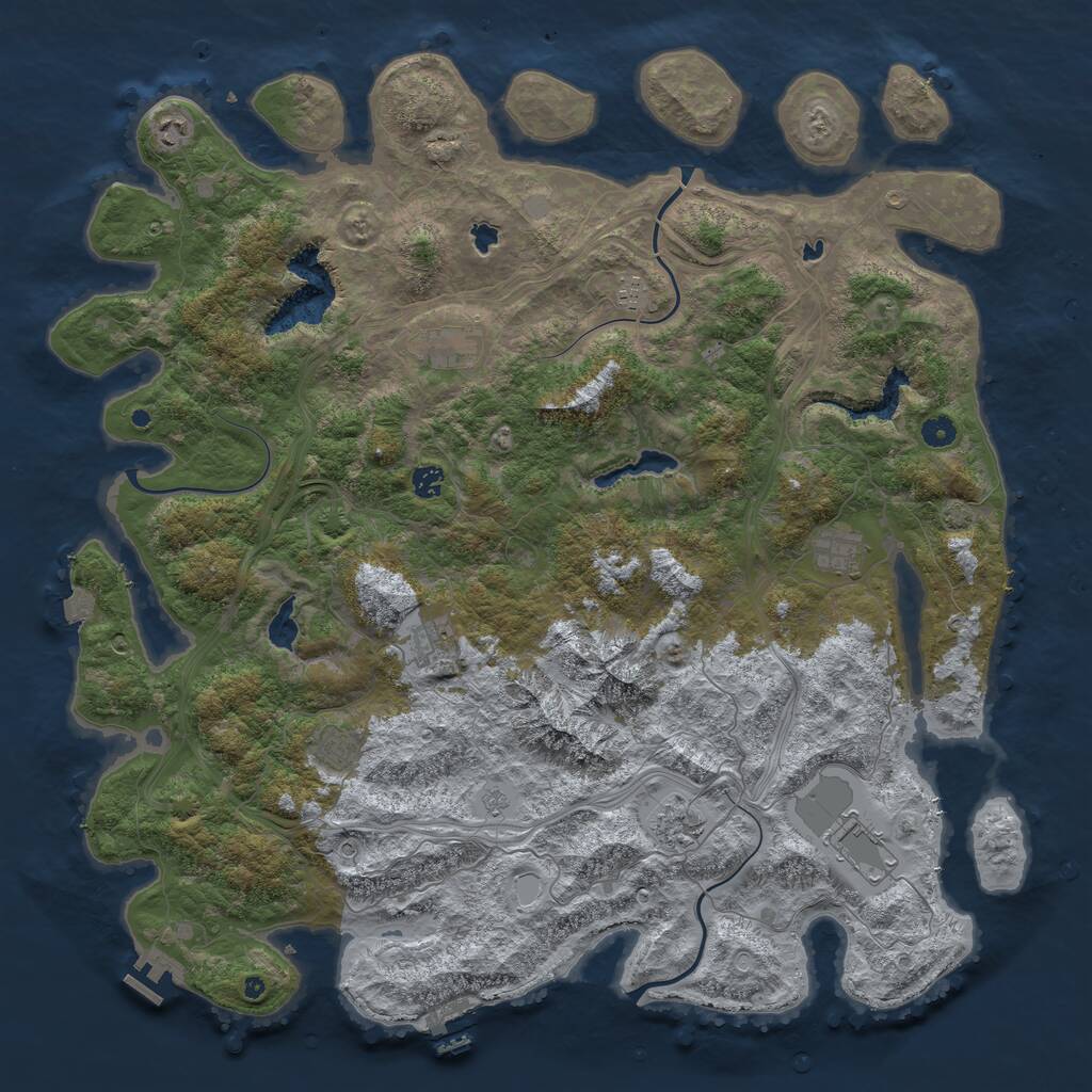 Rust Map: Procedural Map, Size: 5000, Seed: 54, 15 Monuments