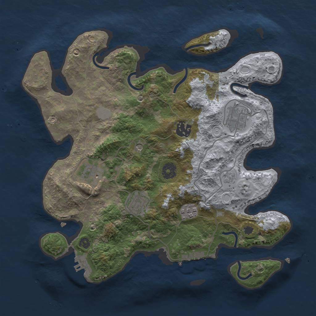 Rust Map: Procedural Map, Size: 3000, Seed: 4556, 14 Monuments