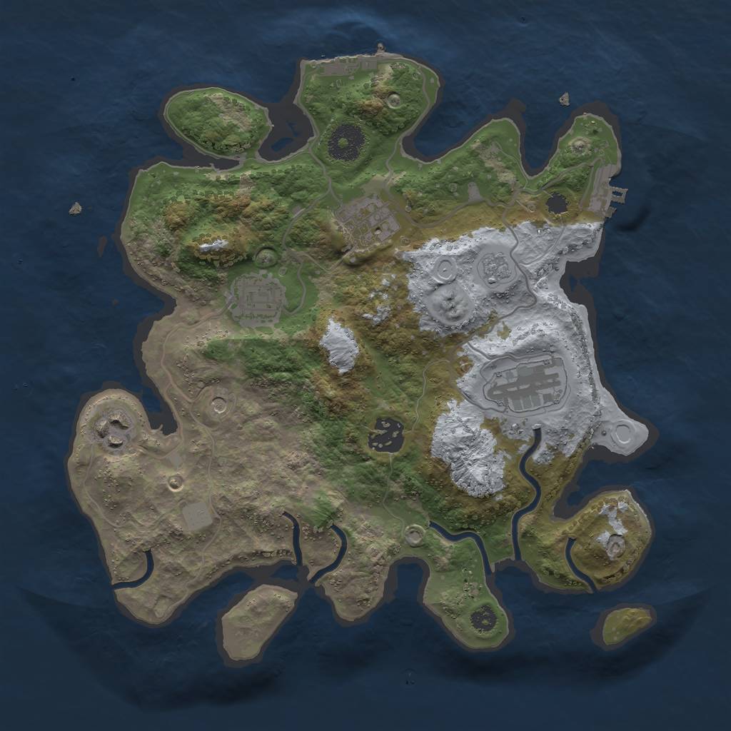 Rust Map: Procedural Map, Size: 3000, Seed: 1155546681, 14 Monuments