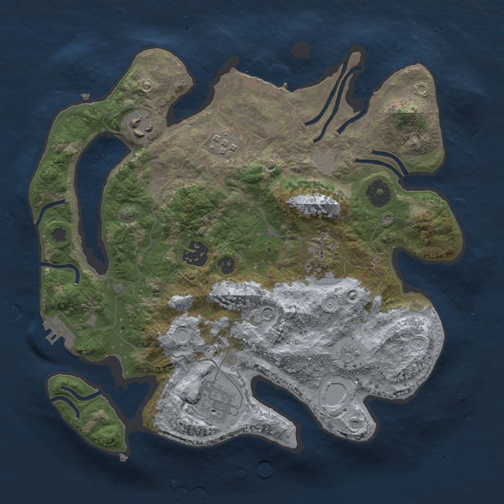 Rust Map: Procedural Map, Size: 3000, Seed: 29125, 14 Monuments