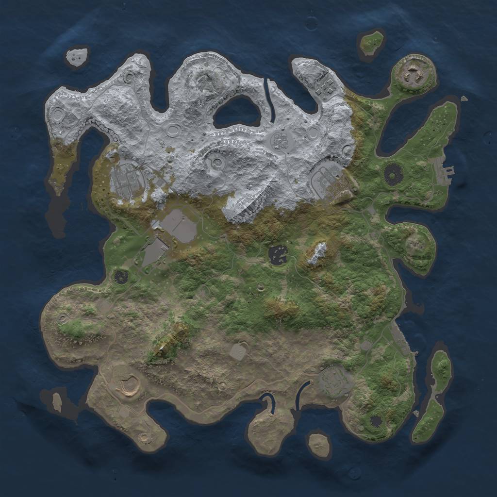 Rust Map: Procedural Map, Size: 3666, Seed: 1234, 17 Monuments