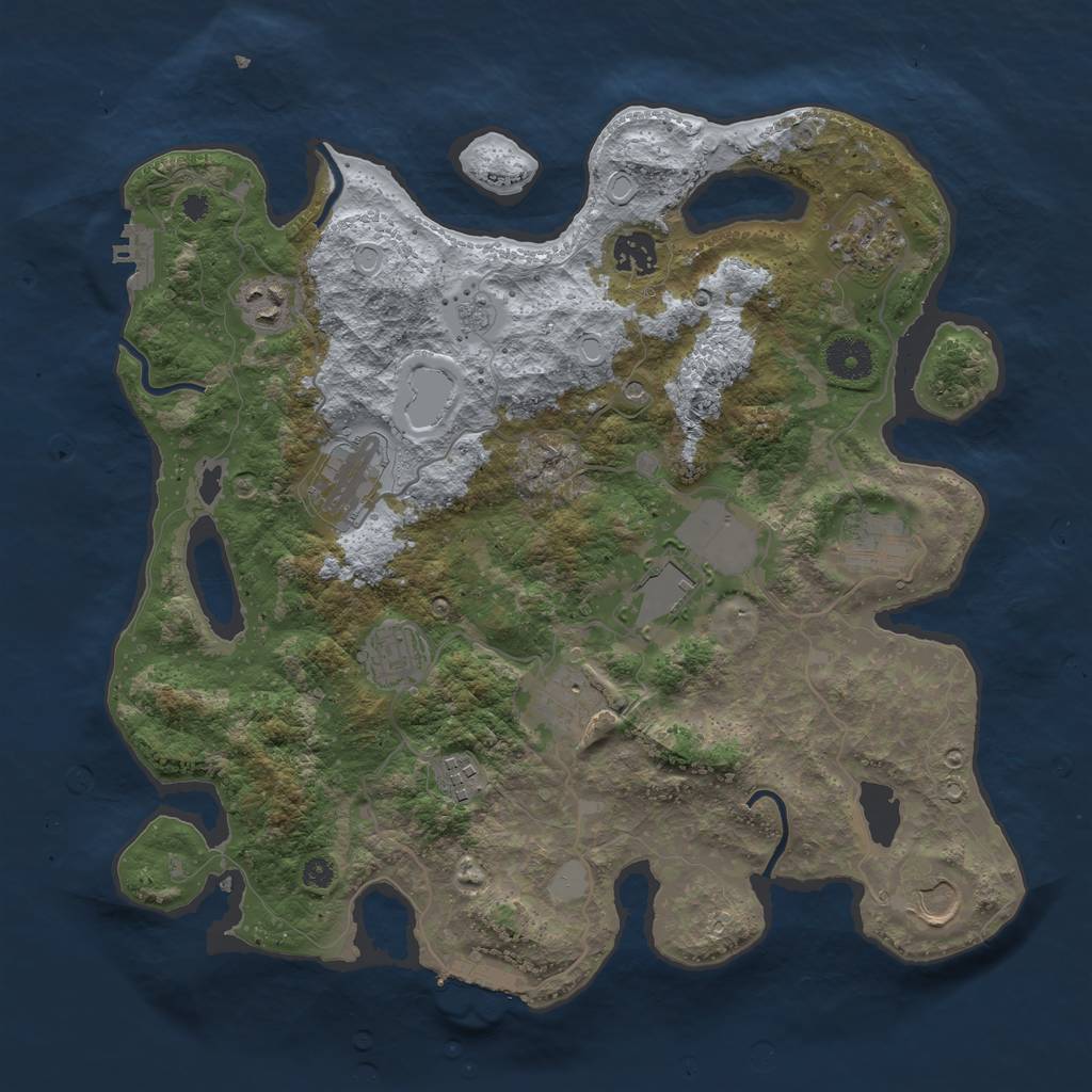 Rust Map: Procedural Map, Size: 3666, Seed: 6669, 19 Monuments