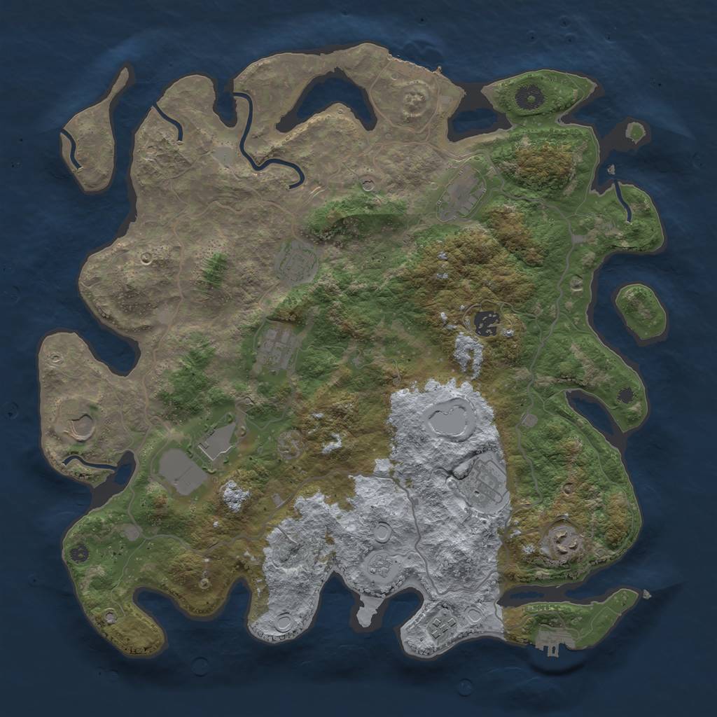 Rust Map: Procedural Map, Size: 4000, Seed: 1284470830, 18 Monuments