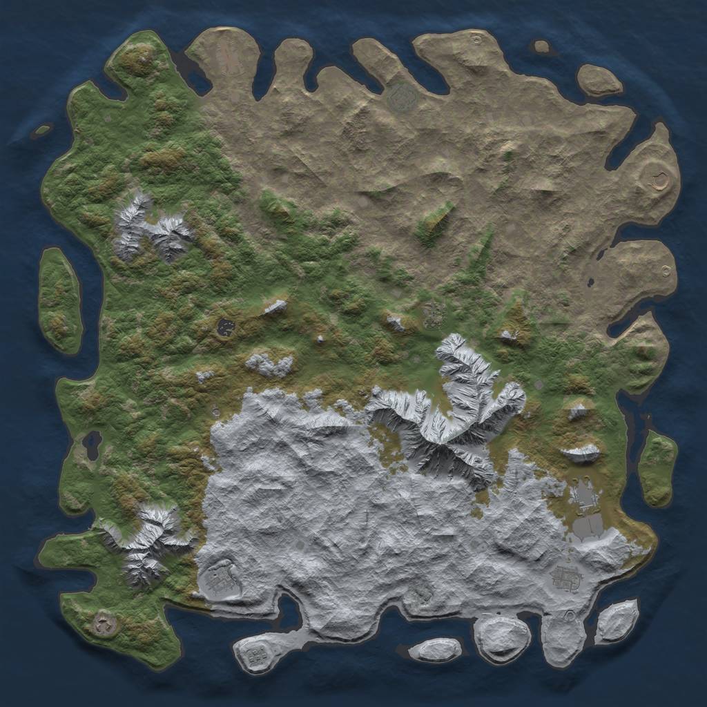 Rust Map: Barren, Size: 6000, Seed: 26025671, 13 Monuments