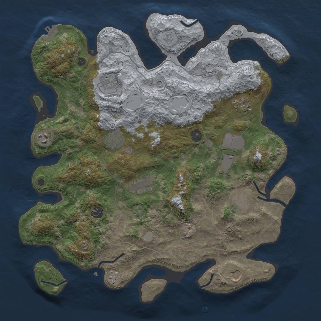 Rust Map: Procedural Map, Size: 4000, Seed: 65214587, 18 Monuments