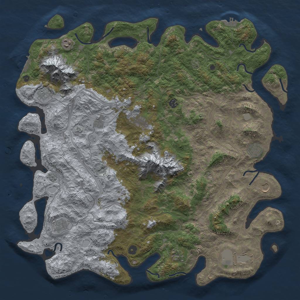 Rust Map: Procedural Map, Size: 5000, Seed: 454409506, 20 Monuments