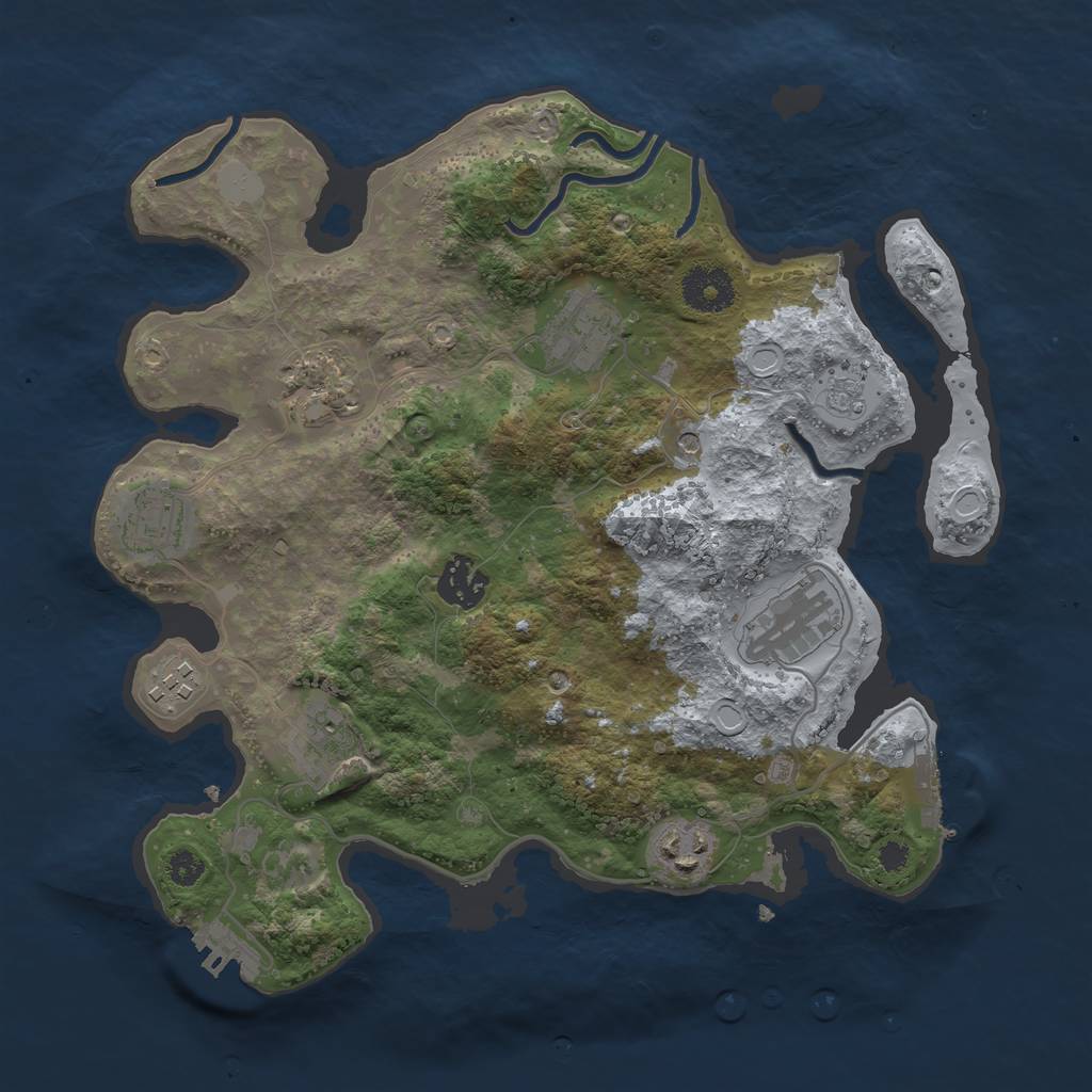 Rust Map: Procedural Map, Size: 3250, Seed: 546363, 17 Monuments