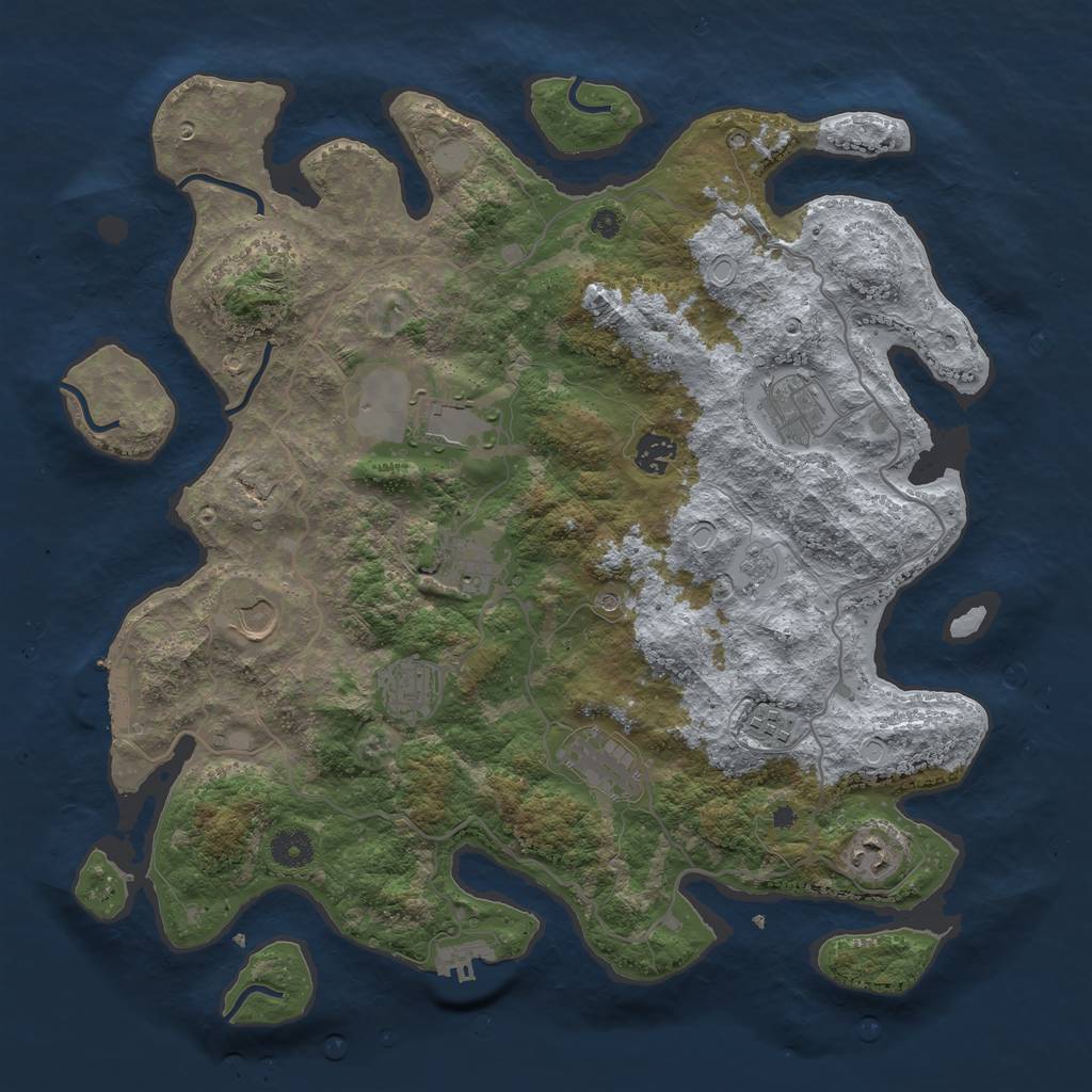Rust Map: Procedural Map, Size: 4000, Seed: 66050258, 18 Monuments