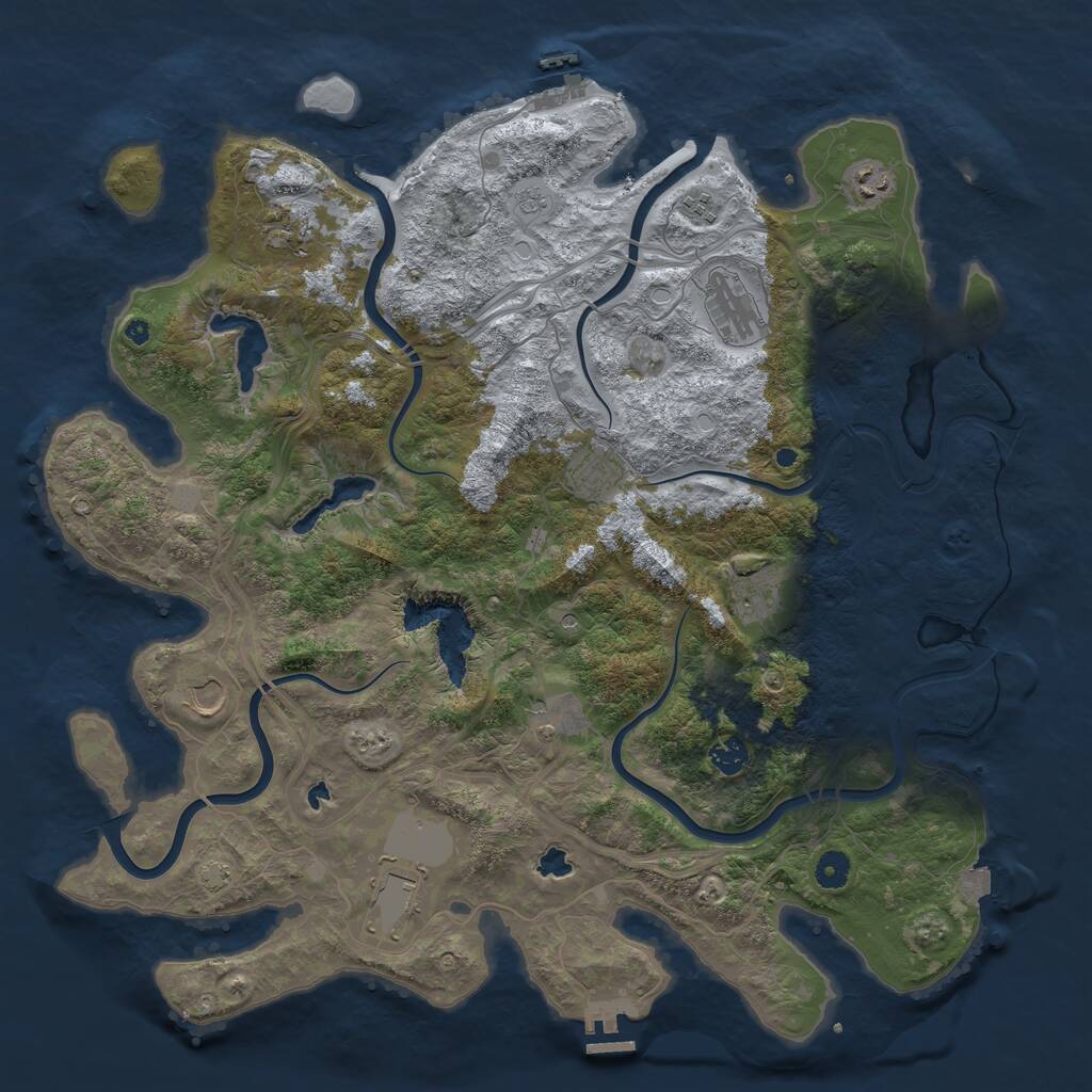 Rust Map: Procedural Map, Size: 4500, Seed: 1973586523, 16 Monuments