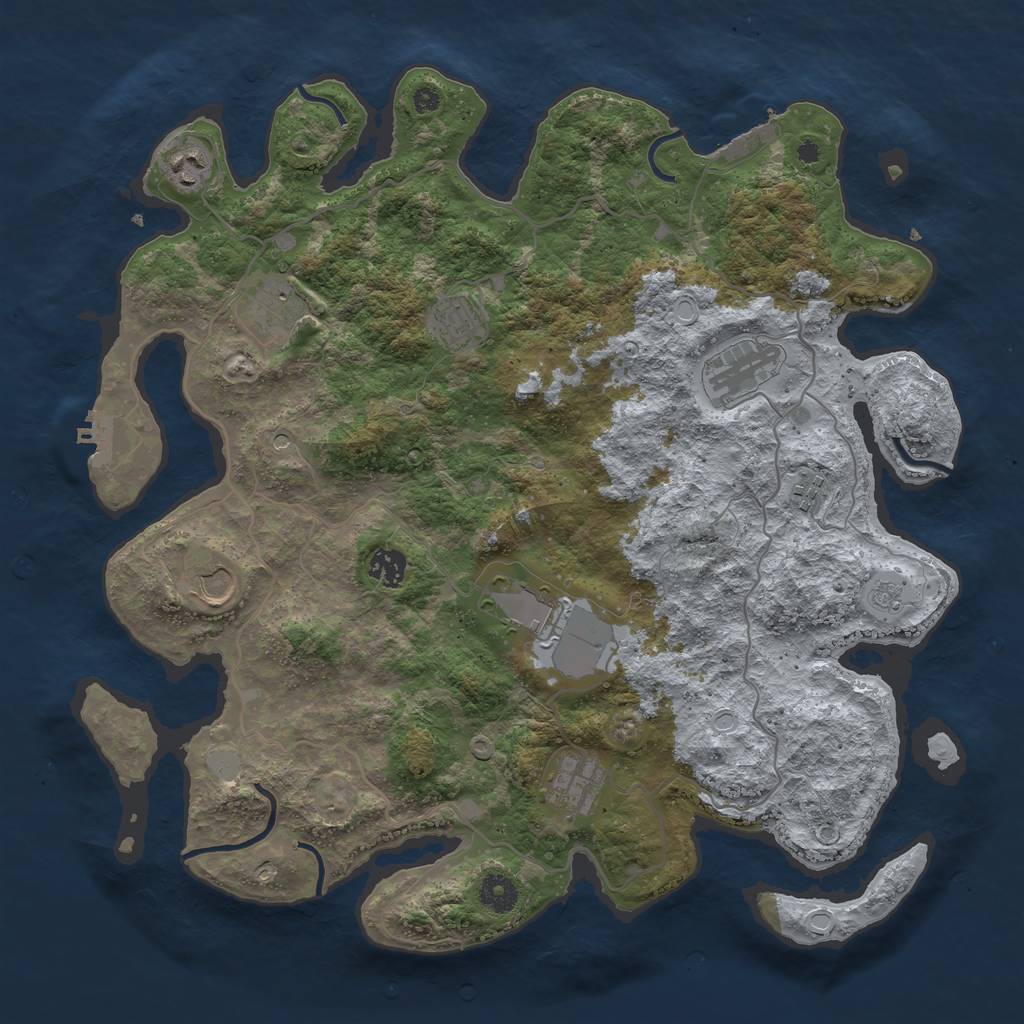 Rust Map: Procedural Map, Size: 4000, Seed: 12311, 18 Monuments