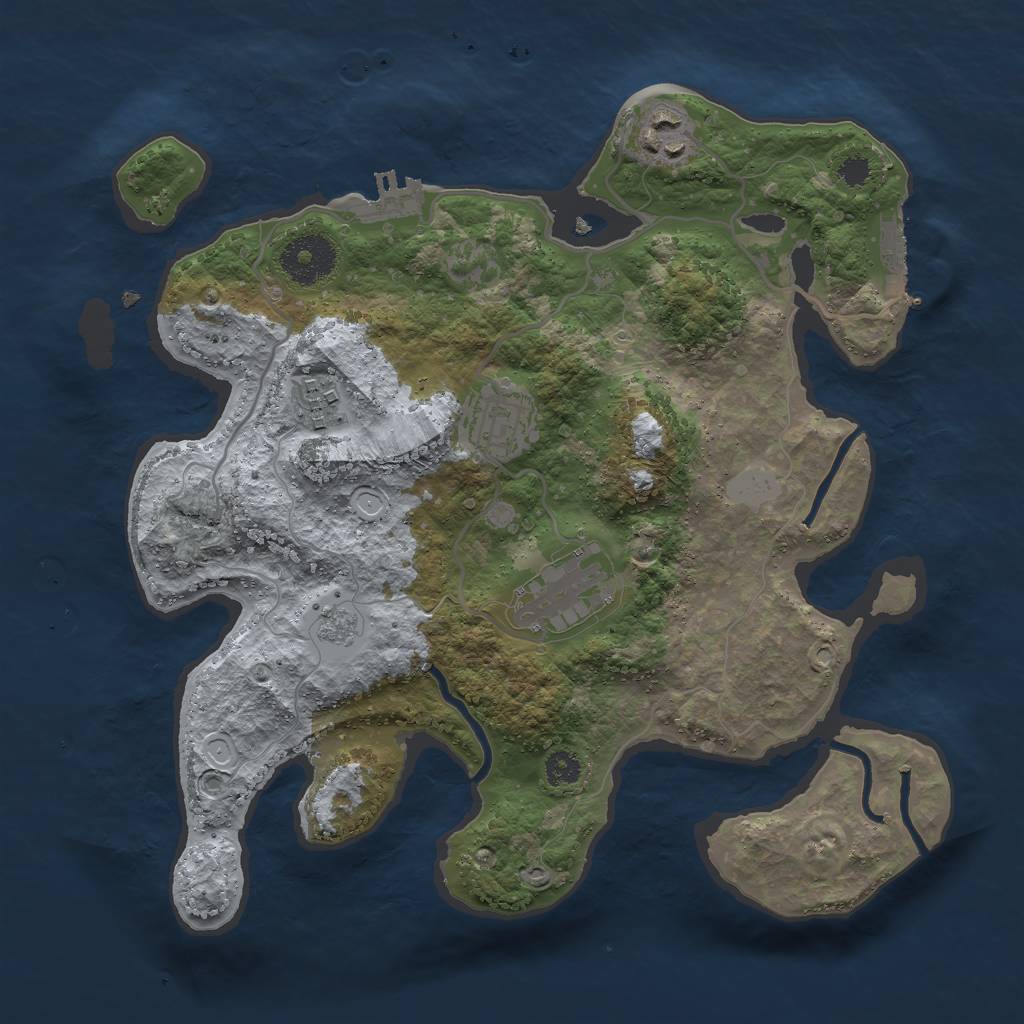 Rust Map: Procedural Map, Size: 3000, Seed: 201974752, 12 Monuments
