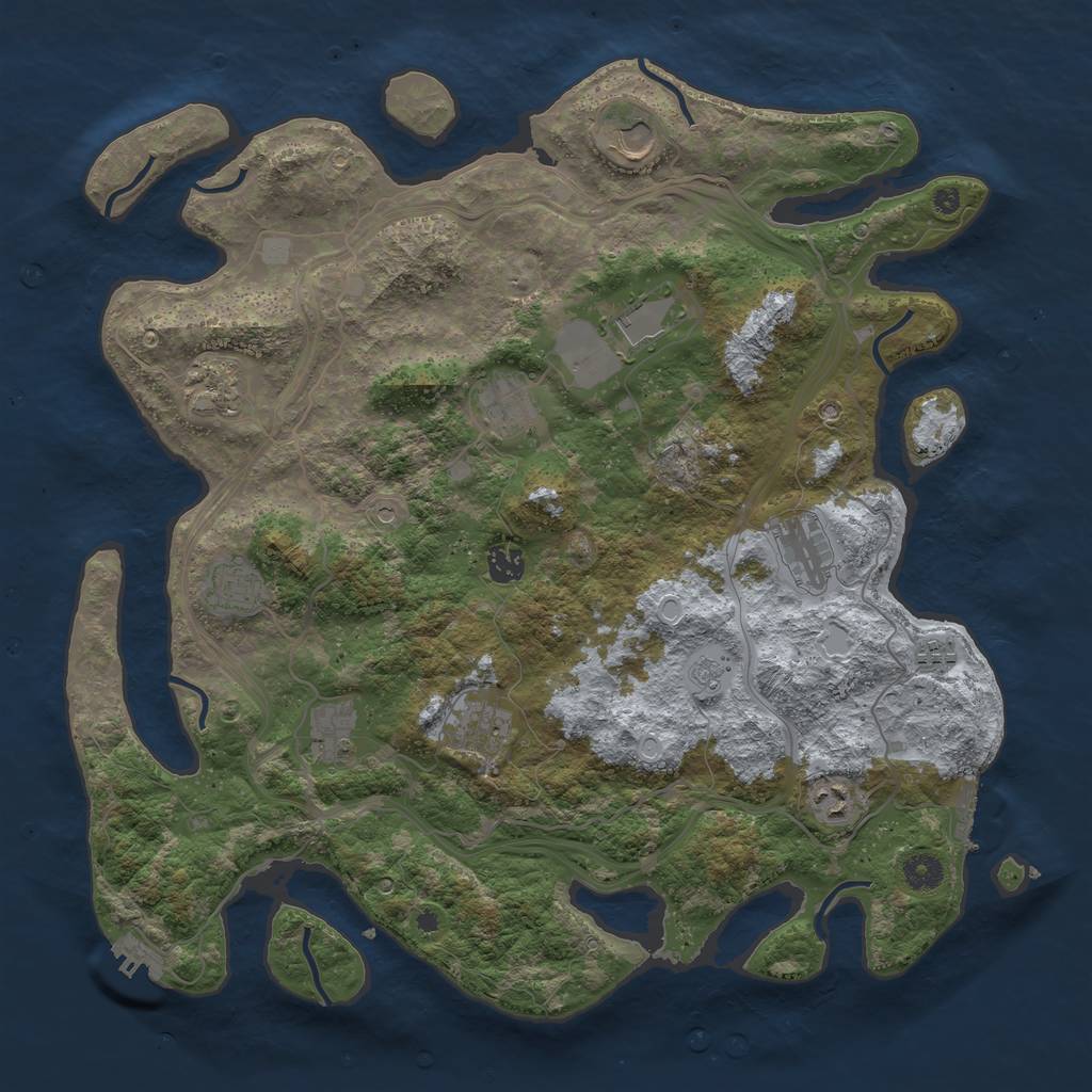 Rust Map: Procedural Map, Size: 4250, Seed: 1042143848, 20 Monuments