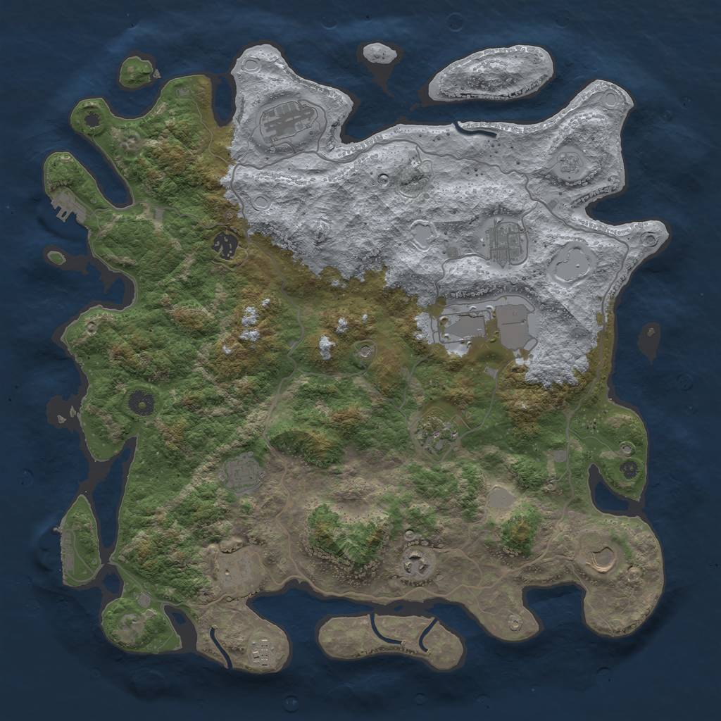 Rust Map: Procedural Map, Size: 4200, Seed: 750178267, 19 Monuments
