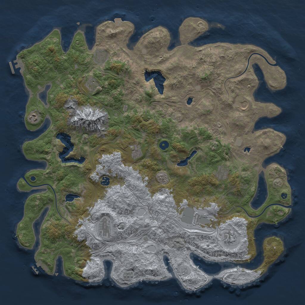 Rust Map: Procedural Map, Size: 5000, Seed: 516000, 17 Monuments