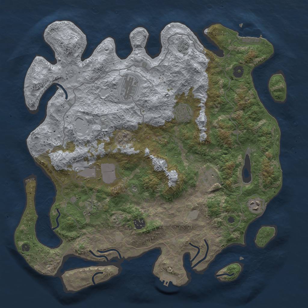 Rust Map: Procedural Map, Size: 4000, Seed: 444211, 17 Monuments