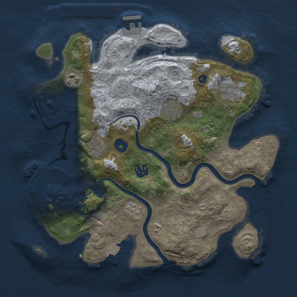 Rust Map: Procedural Map, Size: 3270, Seed: 14695, 12 Monuments