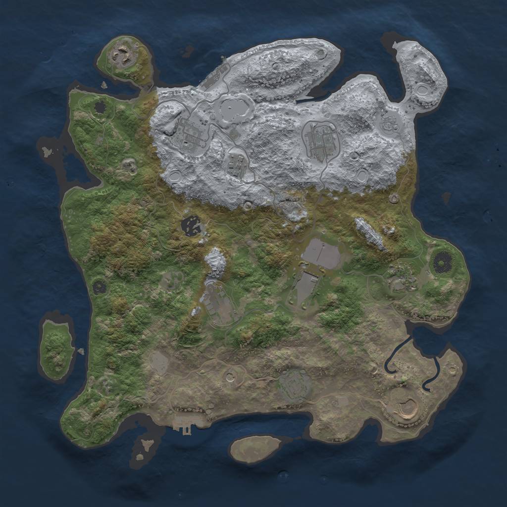 Rust Map: Procedural Map, Size: 3700, Seed: 2141109629, 19 Monuments