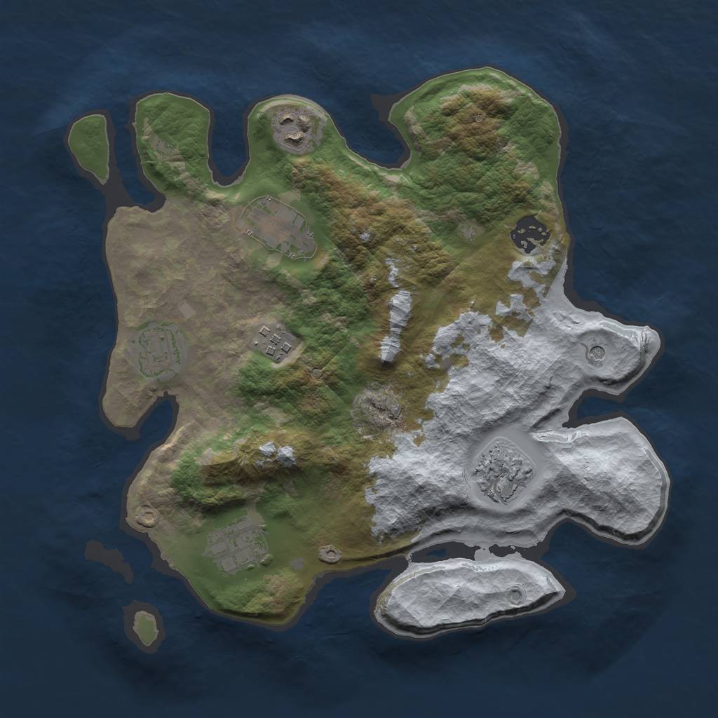 Rust Map: Barren, Size: 3000, Seed: 10003189, 10 Monuments