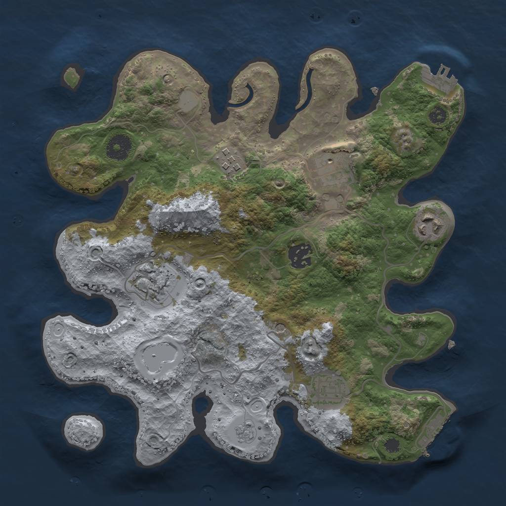 Rust Map: Procedural Map, Size: 3000, Seed: 255212, 15 Monuments