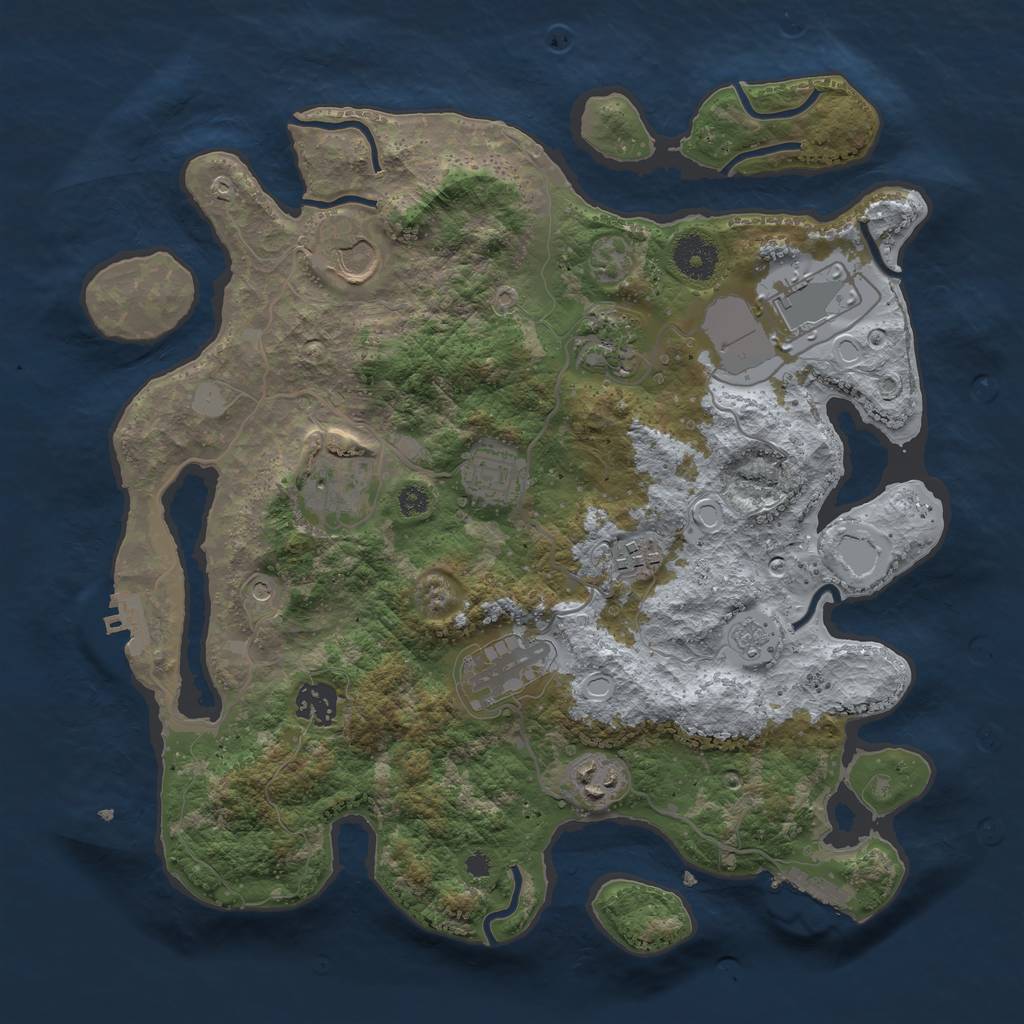Rust Map: Procedural Map, Size: 3500, Seed: 1554228, 18 Monuments