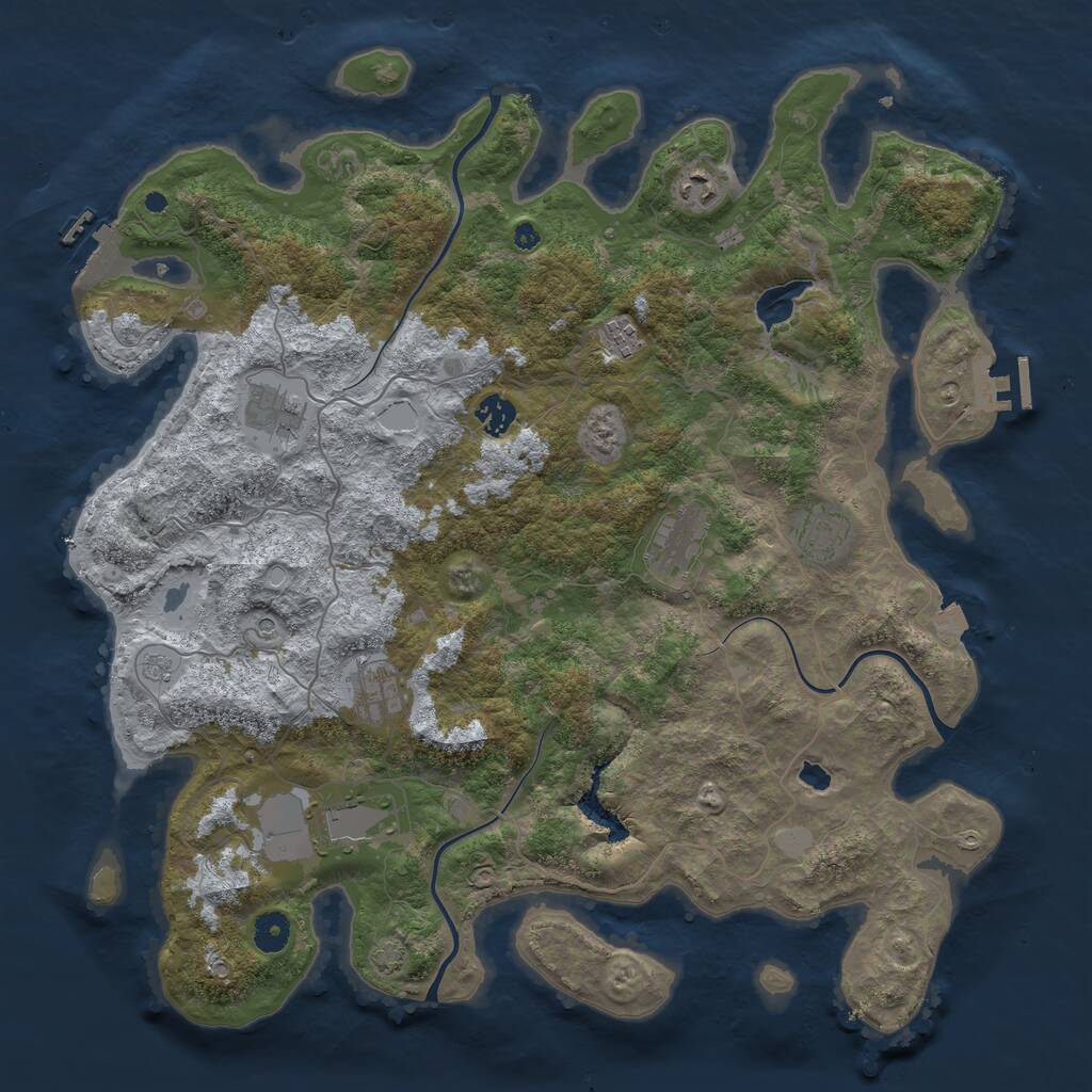 Rust Map: Procedural Map, Size: 4200, Seed: 377275008, 14 Monuments