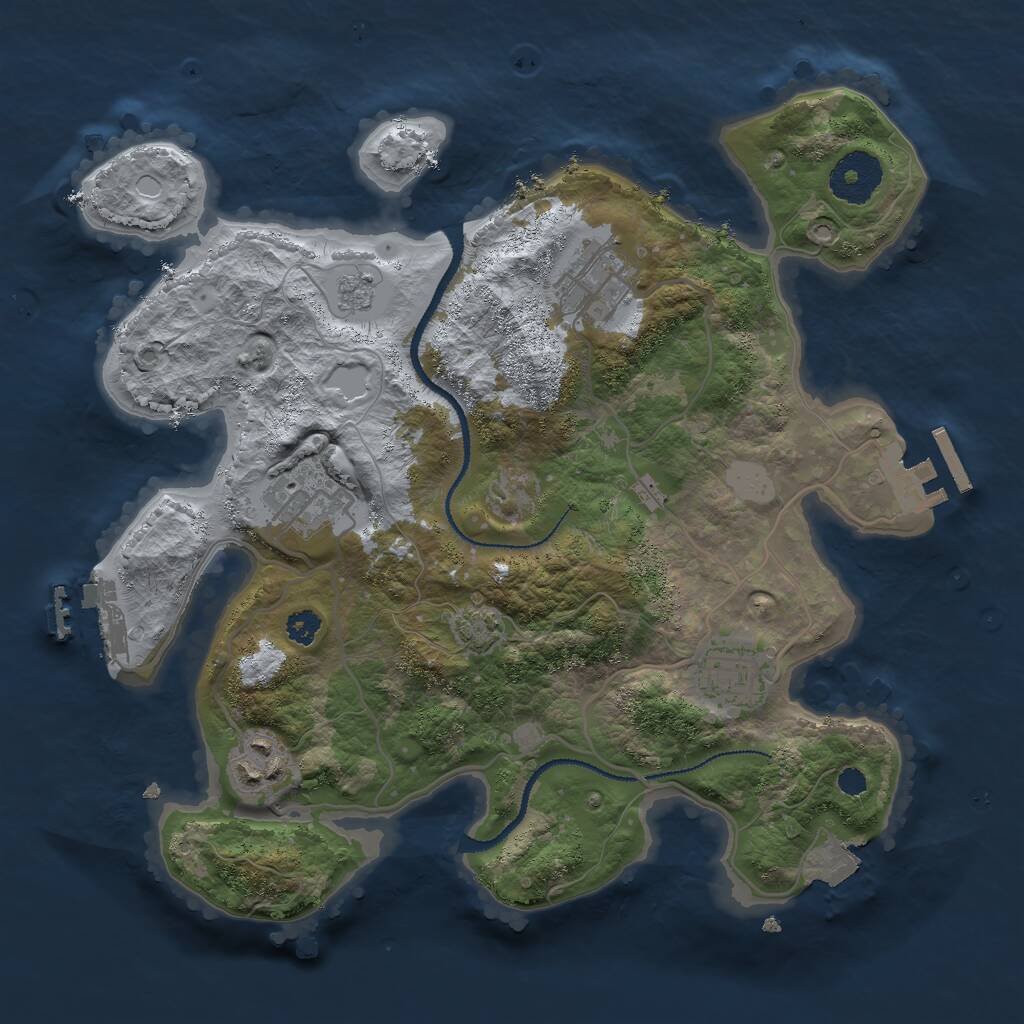 Rust Map: Procedural Map, Size: 3000, Seed: 631016066, 9 Monuments