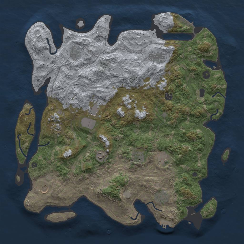 Rust Map: Procedural Map, Size: 4500, Seed: 1026148713, 20 Monuments