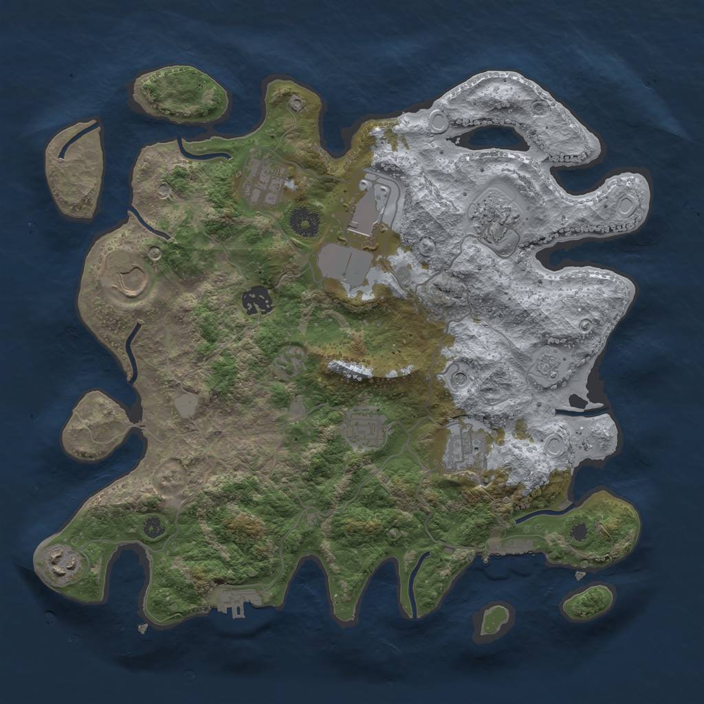 Rust Map: Procedural Map, Size: 3500, Seed: 1970204024, 17 Monuments