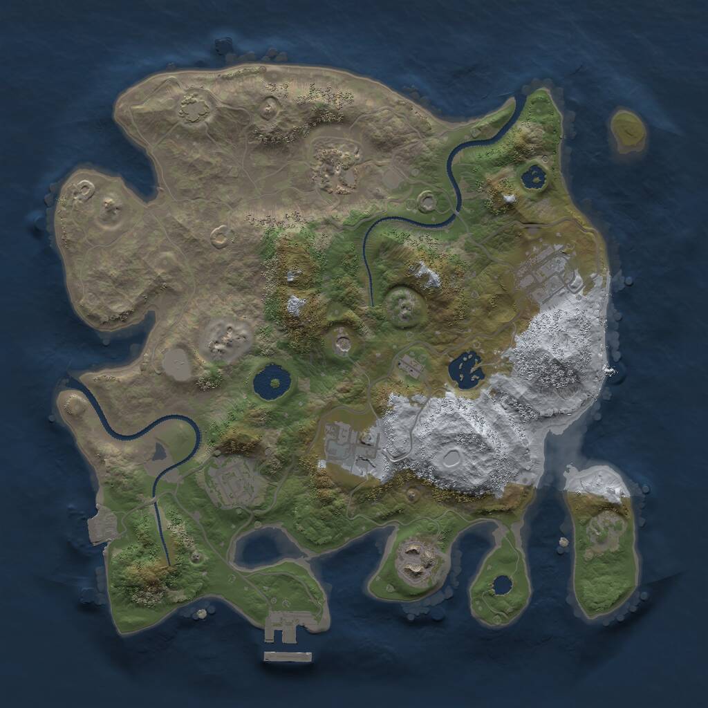 Rust Map: Procedural Map, Size: 3000, Seed: 645660414, 10 Monuments