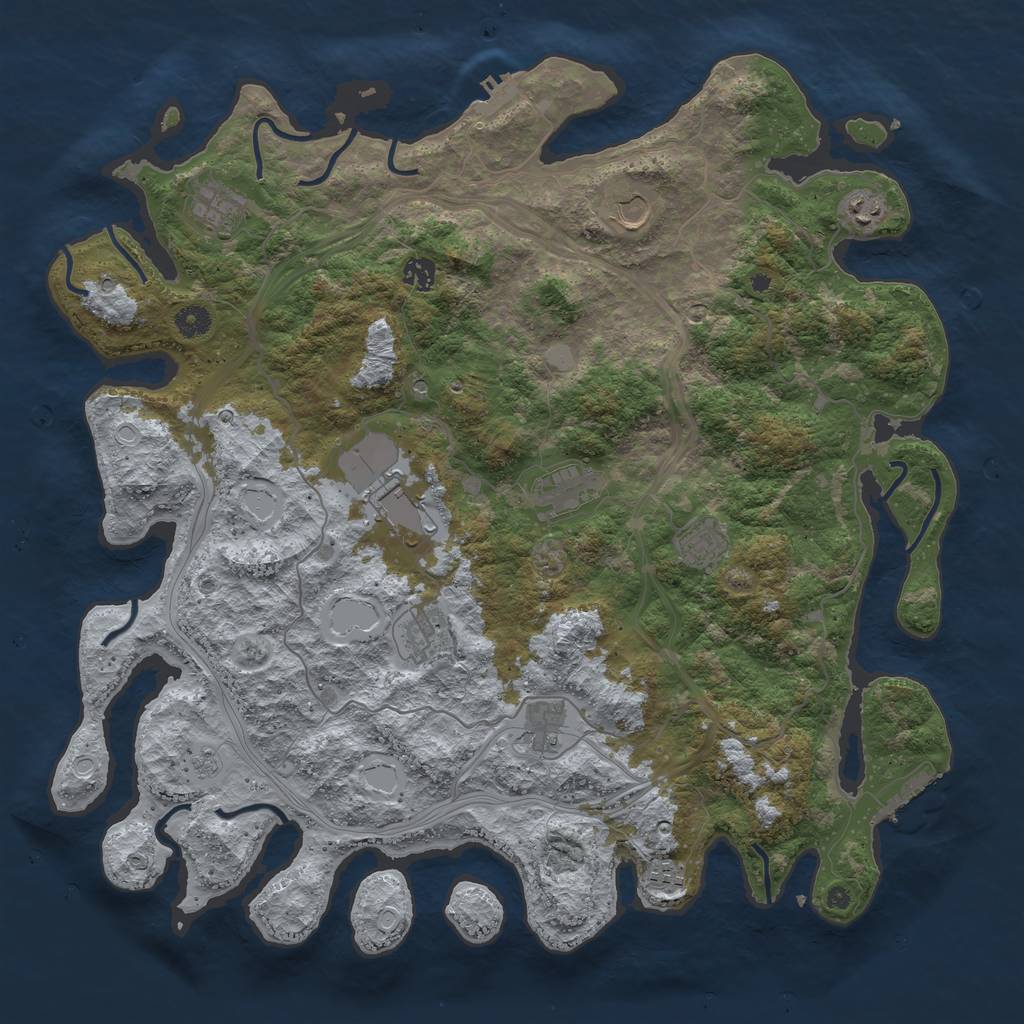Rust Map: Procedural Map, Size: 4500, Seed: 1831203107, 19 Monuments