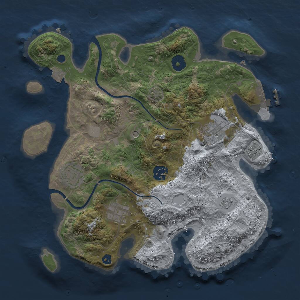 Rust Map: Procedural Map, Size: 3000, Seed: 10297, 10 Monuments
