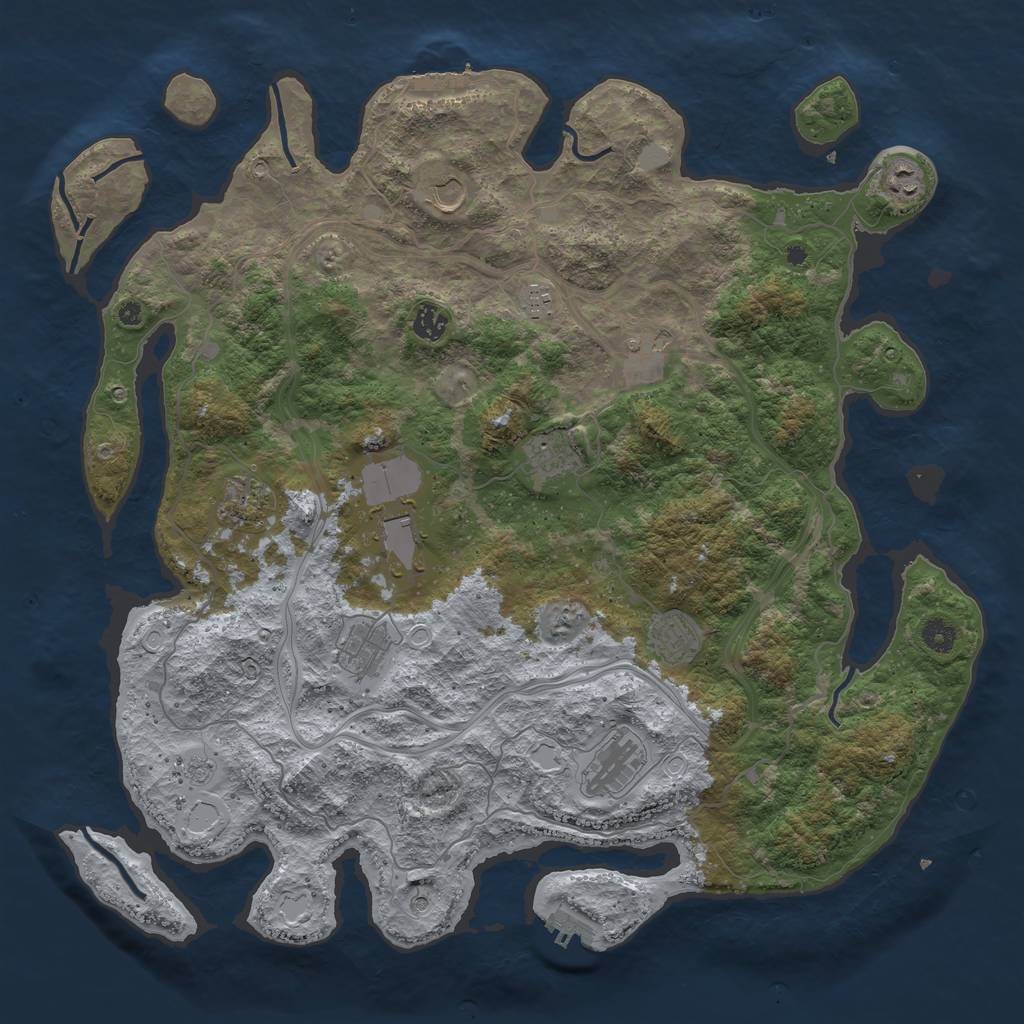 Rust Map: Procedural Map, Size: 4500, Seed: 1454719734, 20 Monuments