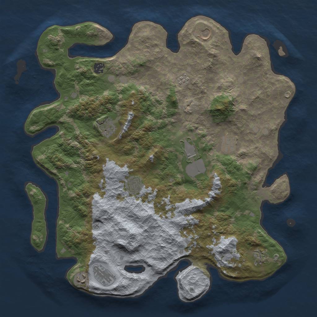 Rust Map: Barren, Size: 4250, Seed: 2011592825, 13 Monuments