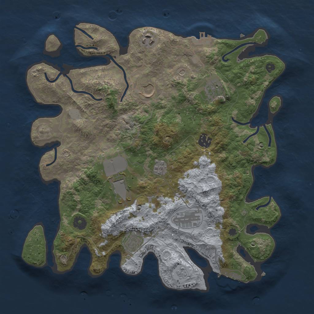 Rust Map: Procedural Map, Size: 3500, Seed: 806791266, 17 Monuments